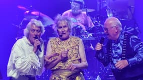 Le groupe breton Tri Yann sur scène, avec de gauche à droite Jean-Paul Corbineau, Jean-Louis Jossic et Jean Chocun, le 11 septembre 2021