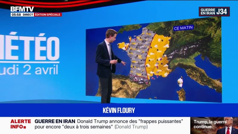 Des conditions météo encore très dégradées sur l'ensemble du territoire: la météo de ce jeudi 2 avril 2026