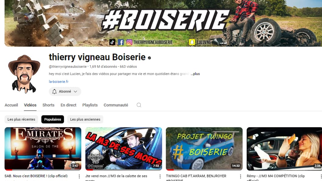 Sur Youtube, le compte "thierry vigneau Boiserie" compte en août 2024 un peu plus de 1,69 million d'abonnés. Sur Youtube, le compte "thierry vigneau Boiserie" compte en août 2024 un peu plus de 1,69 million d'abonnés.