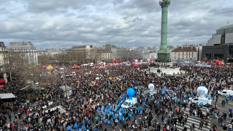 Manifestation contre la réforme des retraites le 23 mars 2023 à Paris (photo d'illustration)