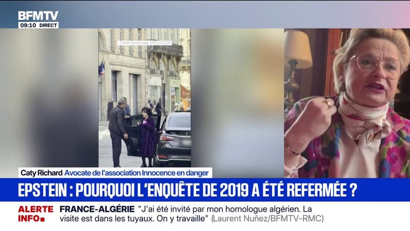 "Il s'est forcément passé des choses en France": Caty Richard, avocate de l'association "Innocence en danger", appelle à rouvrir l'enquête sur l'affaire Epstein en France