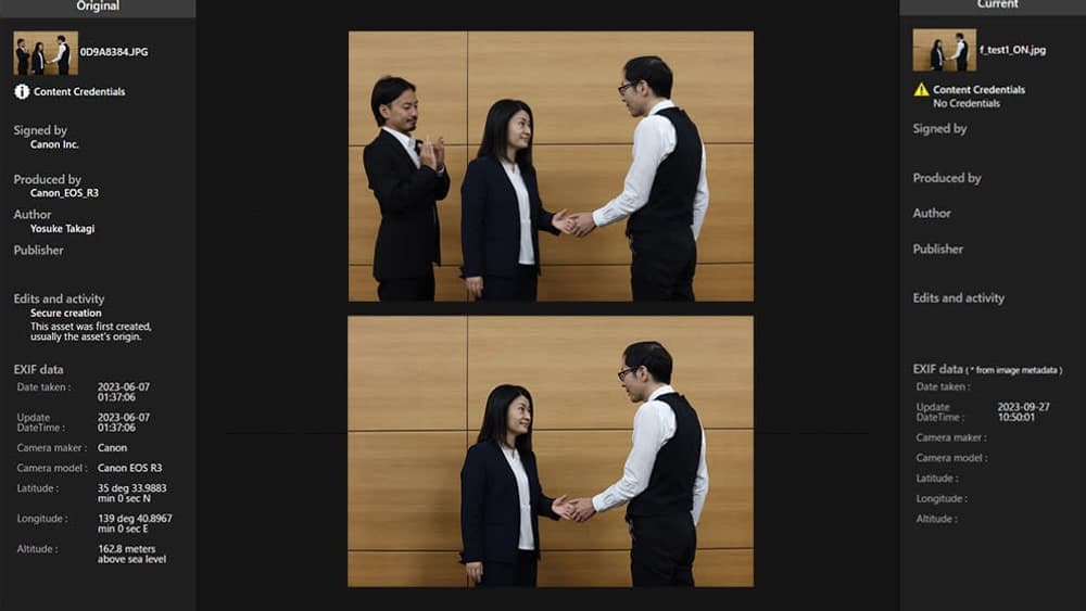 Canon a mis au point un système pour montrer l'élaboration d'un deepfake en photo Canon a mis au point un système pour montrer l'élaboration d'un deepfake en photo