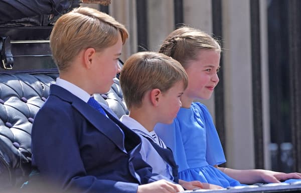 George, Charlotte and Louis, arriving at the Parade