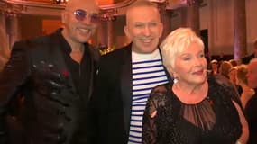 Pascal Obispo, Jean Paul Gaultier et Line Renaud lors du dîner annuel de la mode contre le sida, le 23 janvier 2020