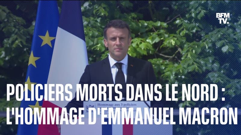L'hommage d'Emmanuel Macron aux trois policiers morts dans le Nord