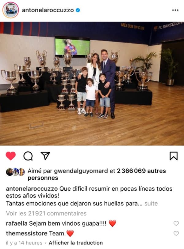 La soeur de Neymar commente une publication de la femme de Messi