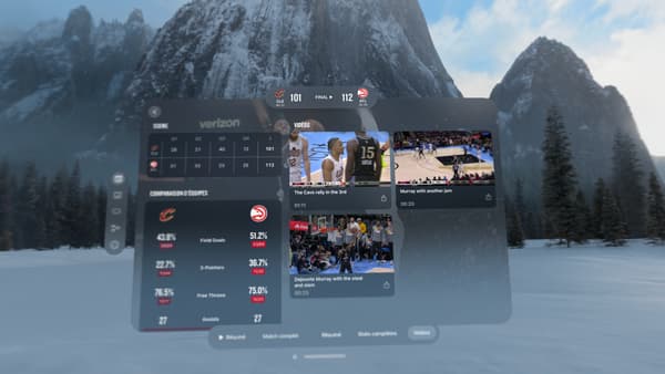 Sur l'Apple Vision Pro, il est possible de suivre jusqu'à 5 matches NBA en même temps