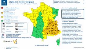 Les vingt départements placés en vigilance orange.