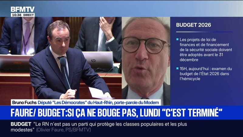 "Ce coup de pression n'est pas utile": Bruno Fuchs (Modem) réagit aux propos d'Olivier Faure (PS), sur une possible censure sur le budget