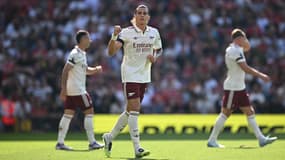 Riccardo Calafiori buteur pour Arsenal lors de la première journée de Premier League à Old Trafford, 17 août 2025