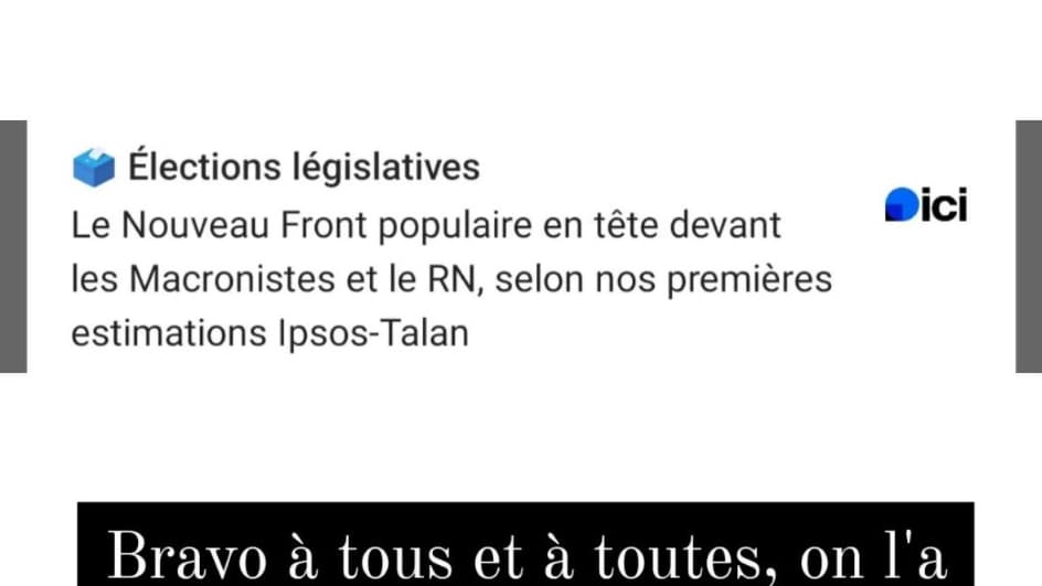 Charlie Danger s'est réjoui de la victoire du NFP. Charlie Danger s'est réjoui de la victoire du NFP.