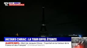 La Tour Eiffel s'éteint pour saluer la mémoire de Jacques Chirac