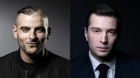 Le rappeur Fianso (à gauche) et le président du Rassemblement national Jordan Bardella (à droite).