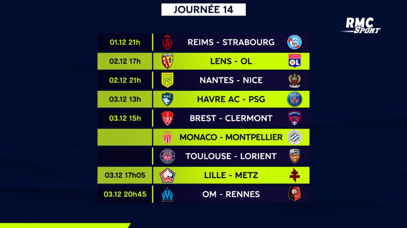 Ligue 1 : Le programme tv complet de la 14e journée