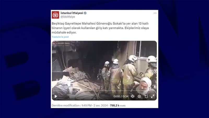 Capture d'écran d'une vidéo des pompiers d'Istanbul, le 2 avril 2024