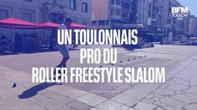 Un pro du roller freestyle slalom à Toulon