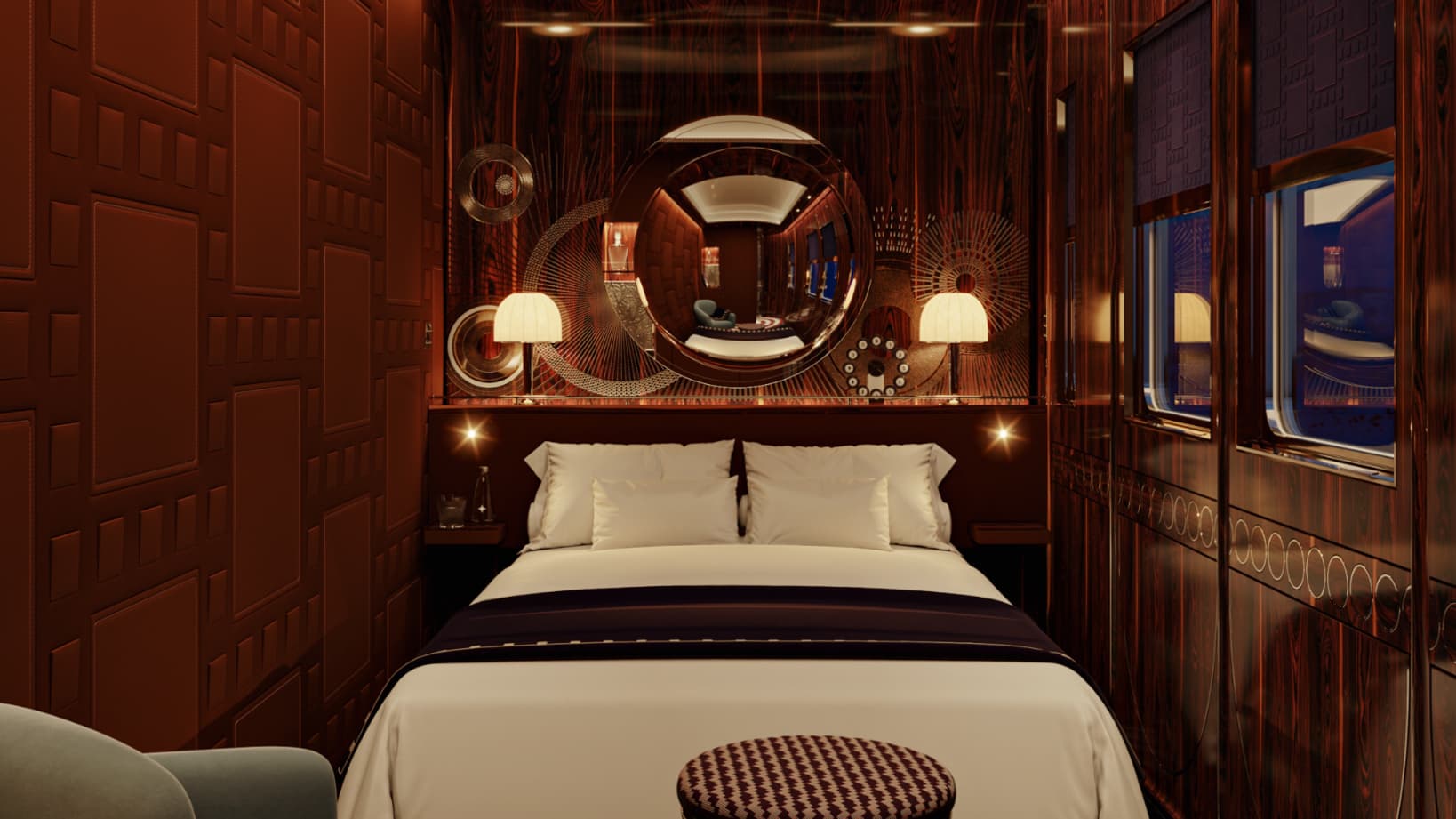 Intérieur d'une voiture de l'Orient Express du groupe Accor Intérieur d'une voiture de l'Orient Express du groupe Accor