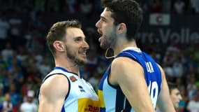 L'Italie de Fabio Balaso et Daniele Lavia sur le toit de l'Europe, après leur victoire sur la Slovénie à Katowice, le 19 septembre 2021