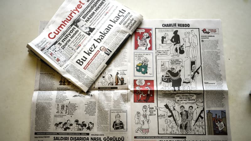 Le journal turc Cumhuriyet a choisi de publier ce mercredi dans son édition papier des extraits du premier numéro de Charlie Hebdo édité après les attentats perpétrés dans les locaux du journal satirique mercredi dernier.
