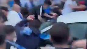 Une voiture a foncé dans la foule aux abords du stade de l'Espanyol Barcelone, le 15 mai 2025.