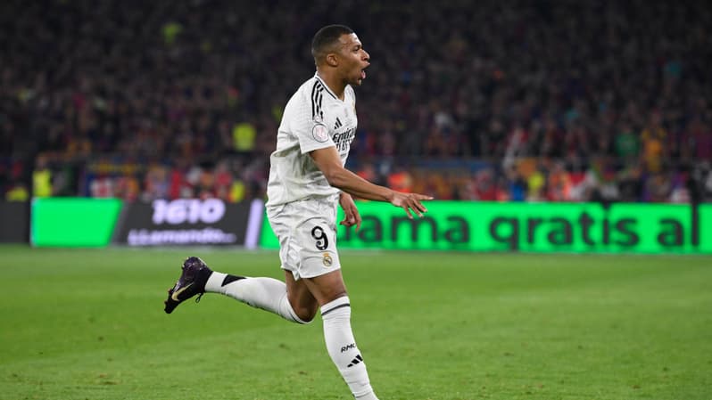 Kylian Mbappé buteur lors de Barça-Real, le 26 avril 2025.
