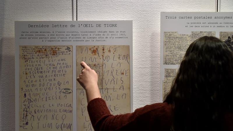 Une lettre signée "L'Oeil du Tigre" lors d'une exposition sur l'affaire du Corbeau remontant à 1917 et au cours de laquelle les habitants de Tulles ont été victimes d'une vague de courriers dénonçant les faits et gestes des uns et des autres. 