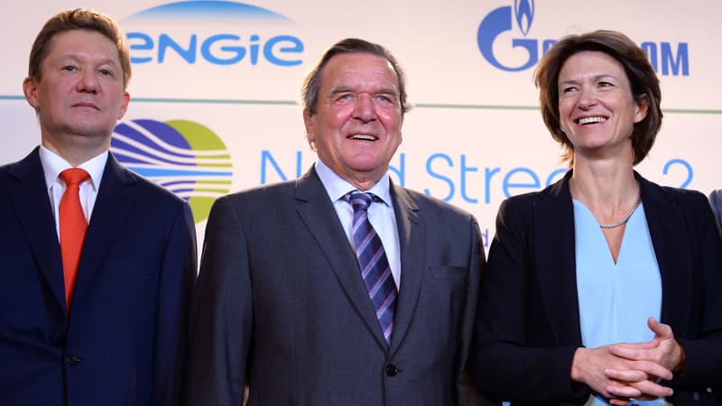 En 2017, le plan de financement de Nord Stream 2 a été validé par Alexeï Miller président de Gazprom, l'ex-chancelier allemand Gerhard Schroeder qui travaille désormais pour le groupe russe et Isabelle Kocher, présidente d'Engie
