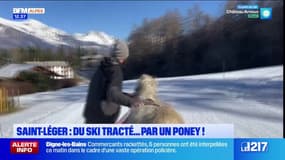 Saint-Léger-les-Mélèzes: du ski tracté par un poney