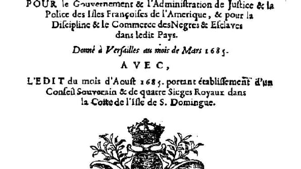 Première page du Code Noir 1685