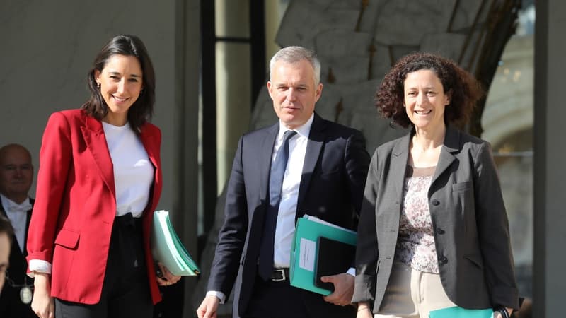 Brune Poirson, François de Rugy et Emmanuelle Wargon, à l'Elysée le 23 mai 2019.