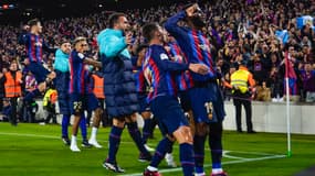 La joie des joueurs du Barça face au Real