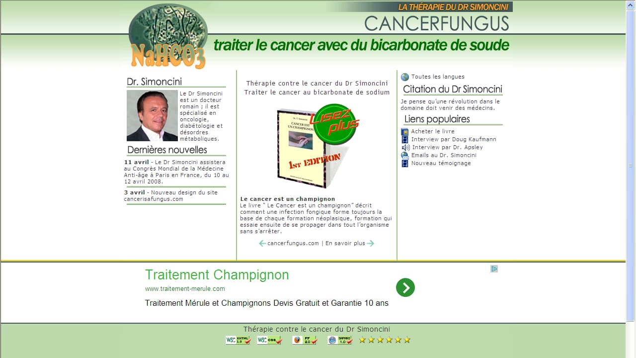 La thérapie propose de traiter le cancer avec du bicarbonate de soude. La thérapie propose de traiter le cancer avec du bicarbonate de soude.