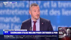 Comment by Gérald Darmanin on Giorgia Meloni: "Mr. Darmanin is trying to create a diversion from his balance sheet, which is absolutely calamitous" for Frédéric Falcon (RN)