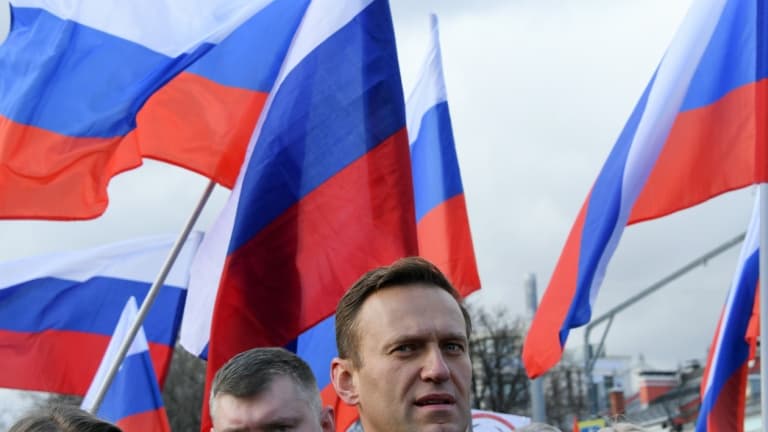 L'opposant russe Alexeï Navalny lors d'une marche organisée le 29 février 2020 à Moscou en mémoire de l'opposant assassiné Boris Nemtsov