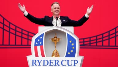 Luke Donald, capitaine de l'équipe européenne, lors de la cérémonie d'ouverture de la Ryder Cup, le 24 septembre 2025 à New York