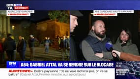 "C'est un début, mais ce n'est pas encore terminé": Des agriculteurs mobilisés sur l'autoroute A64 (Haute-Garonne) réagissent aux annonces de Gabriel Attal