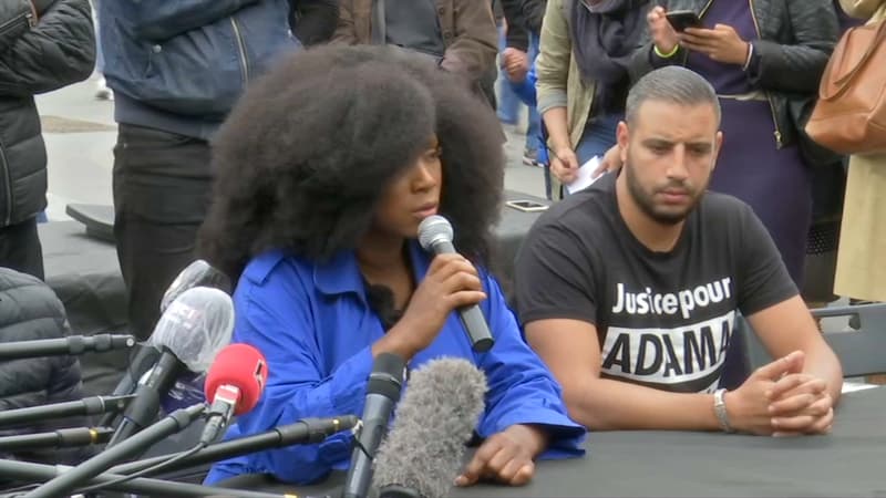 Assa Traoré, la sœur d'Assa Traoré, lors d'une conférence de presse le 9 juin 2020.