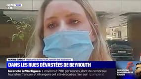 Cette habitante de Beyrouth montre l'étendue des dégâts après les deux explosions dans la capitale libanaise