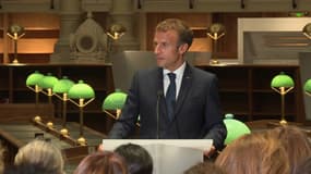 Emmanuel Macron à la Bnf le 28 septembre 2021.