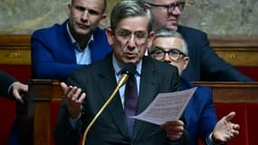 Le centriste Charles de Courson s'exprime à l'Assemblée nationale le 28 mai 2024 à Paris