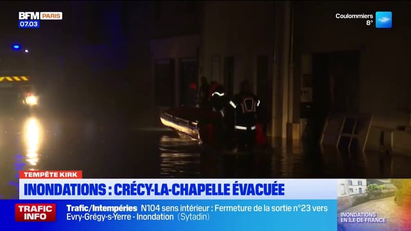 Inondations: les habitants de Crécy-la-Chapelle évacués