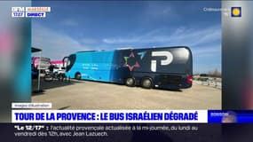 Aix-en-Provence: le bus de l'équipe Israël Premier Tech dégradé en marge du Tour de la Provence