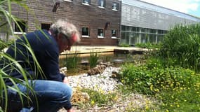 "L'écologie au service de l'entreprise, ça fait gagner de l'argent", assure Olivier Bédouelle, ici devant les locaux de son entreprise VertDéco, à Magny-le-Hameaux (Yvelines).