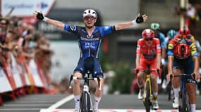 David Gaudu lors de sa victoire sur la 3e étape du Tour d'Espagne, le 25 août 2025