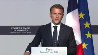 Emmanuel Macron lors d'une conférence de presse avec Volodymyr Zelensky le 7 juin 2024