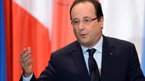 François Hollande le 15 novembre 2013, à l'hôtel de Ville de Paris devant les maires francophones.