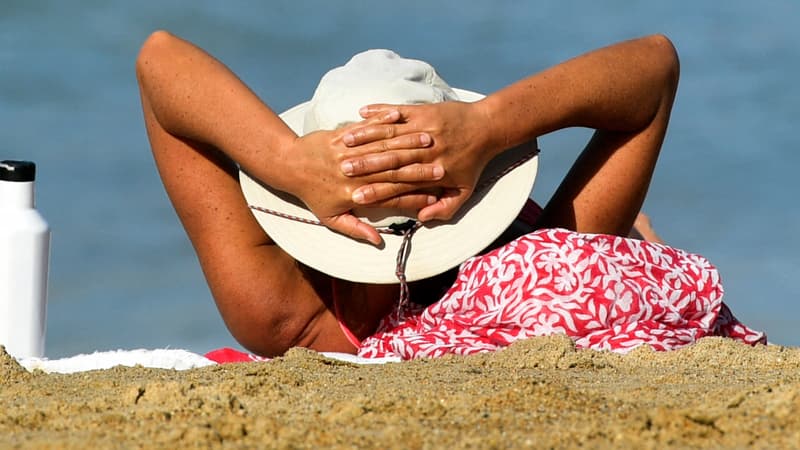 Une femme bronze sur la plage (illustration)