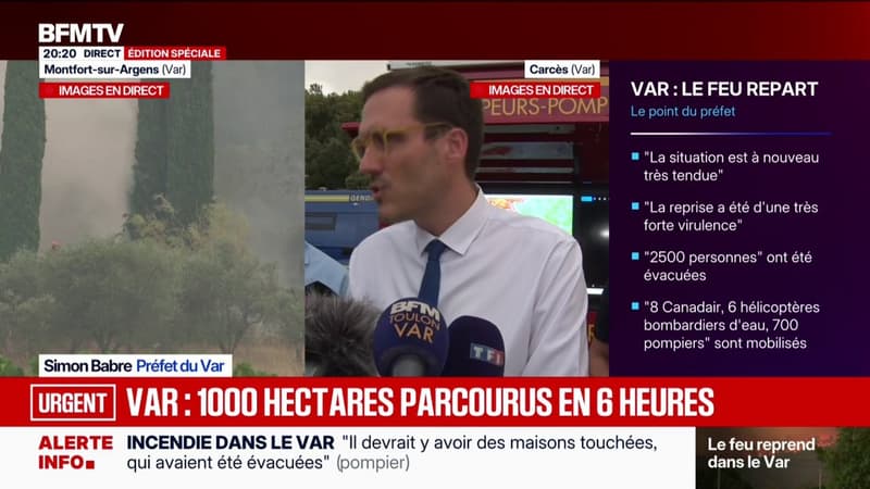 Reprise de feu dans le Var: "Nous sommes à 1.000 hectares parcourus depuis 13h30", annonce le préfet