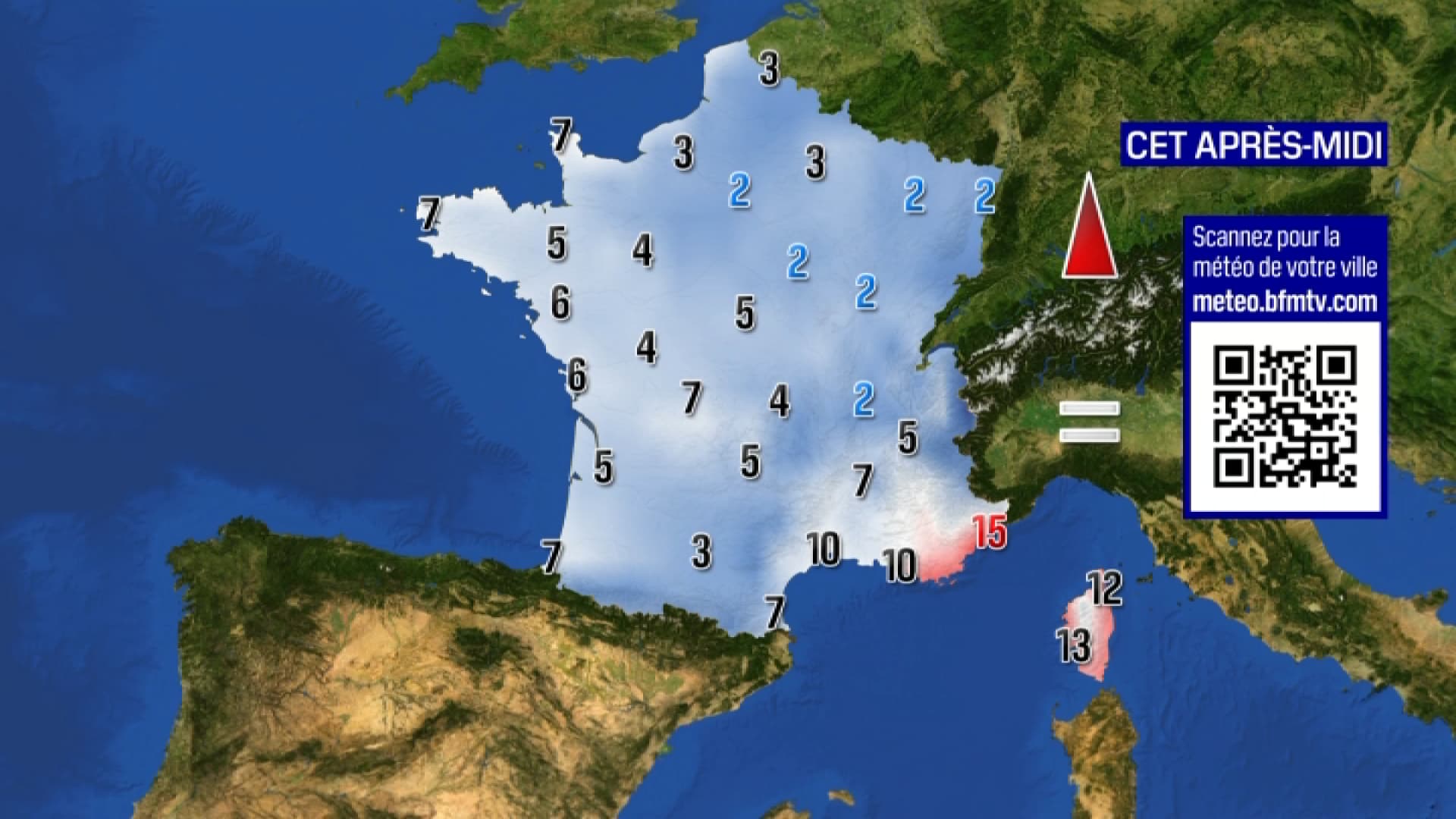 Les prévisions pour l'après-midi du jeudi 11 janvier 2024 