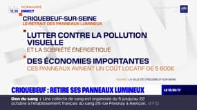 Sobriété énergétique: Criquebeuf-sur-Seine retire ses panneaux lumineux